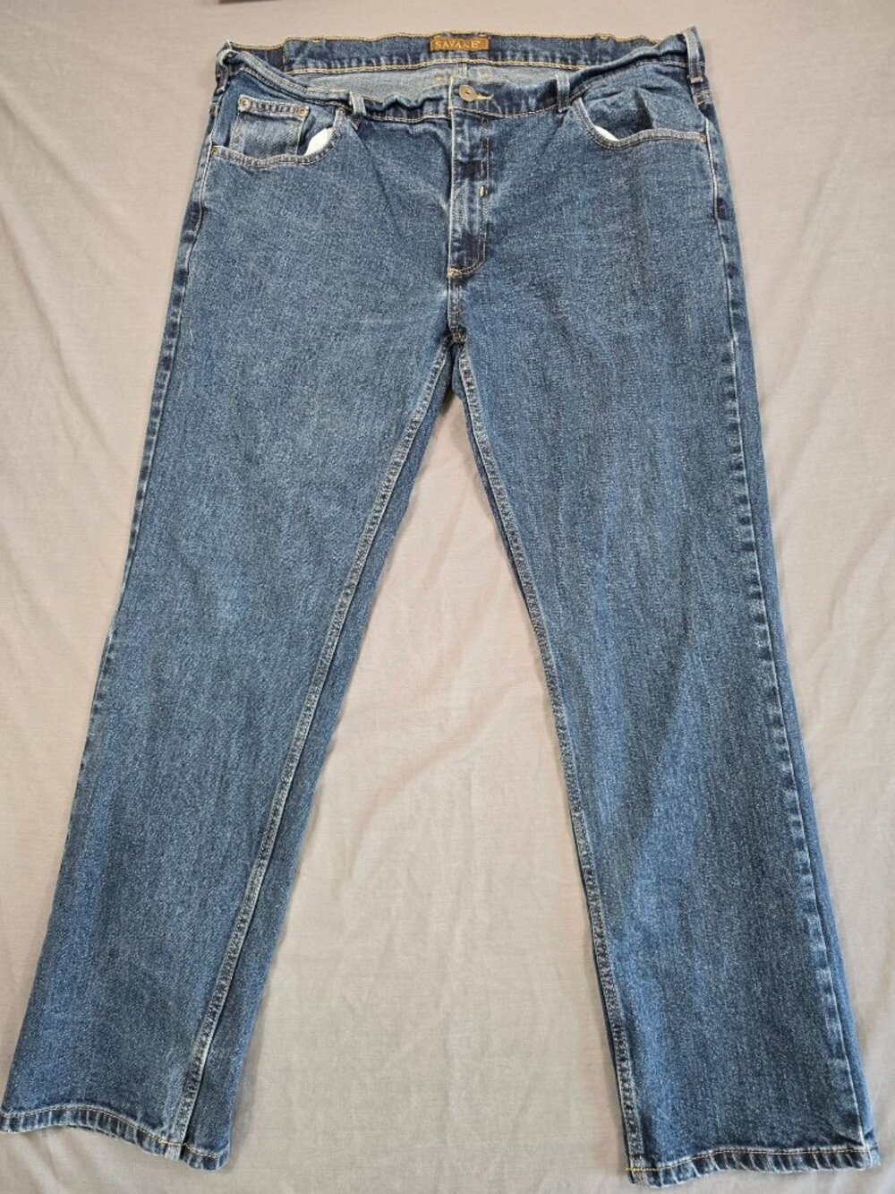 Savane Mens Classic Fit Denim Jeans 40X32 Medium Wash Blue